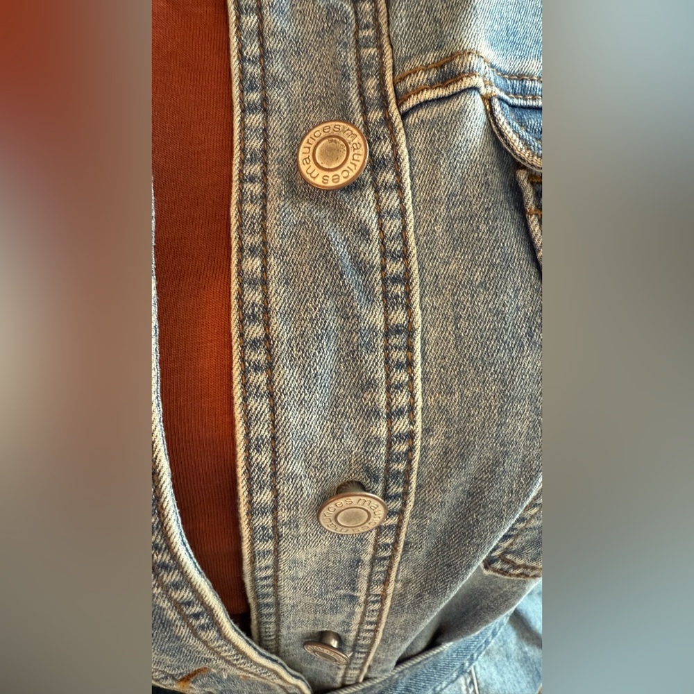 Maurices Medium Wash Button Up Belted Trench Denim Jacket - Picture 3 of 7